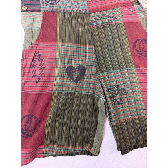 Offical Grateful Dead Patchork Overall Bib Shorts Women's M Hippie Boho Festival - Picture 11 of 14